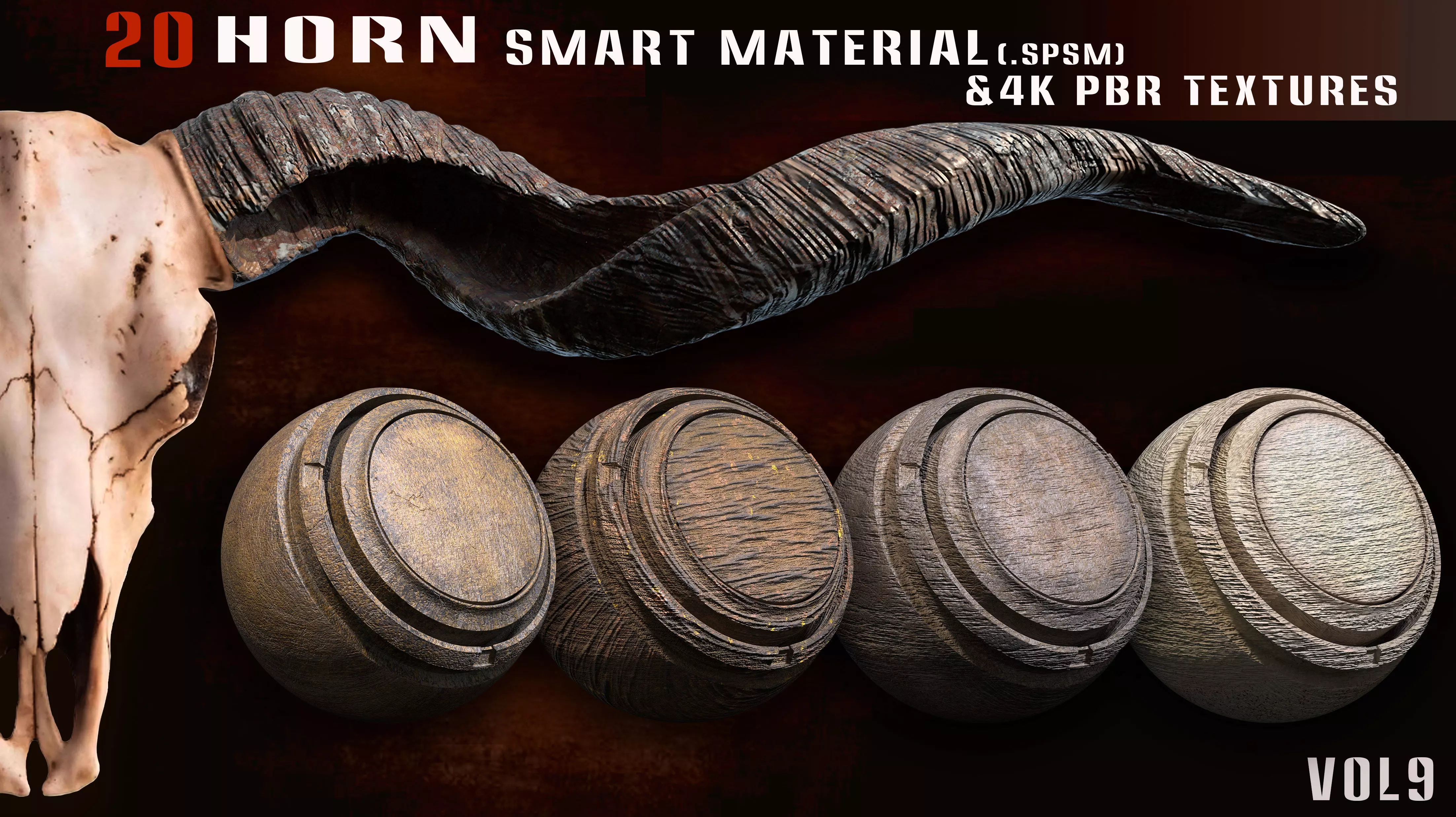 20 Horn Smart Material and 4k Pbr Textures - Vol 9 Texture_0