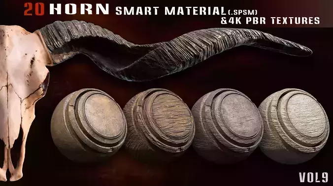 20 Horn Smart Material and 4k Pbr Textures - Vol 9