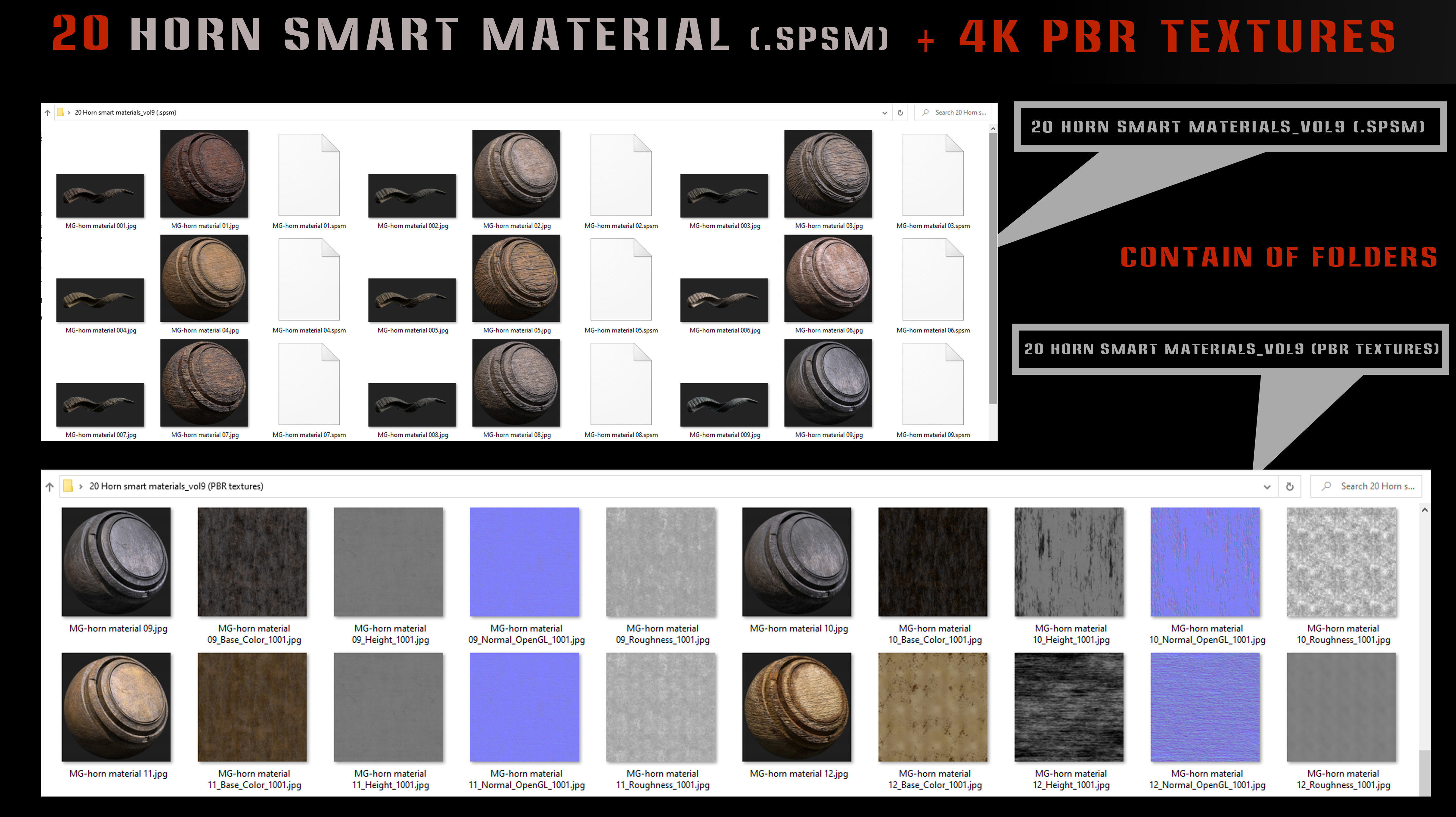 20 Horn Smart Material and 4k Pbr Textures - Vol 9 Texture_6