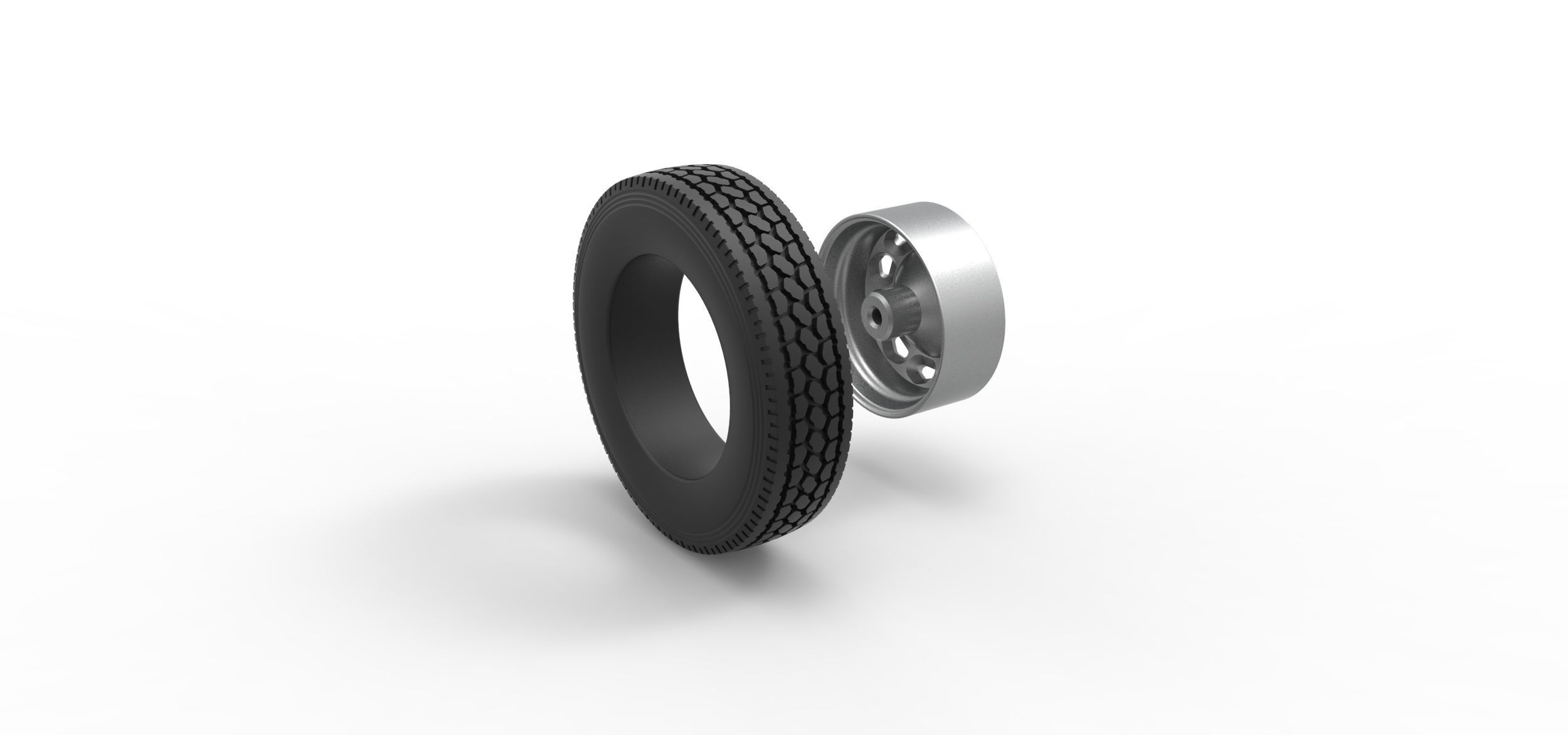 10 Triangular Hole Front wheel of semi truck V2 Scale 1 to 25 3D print model_9