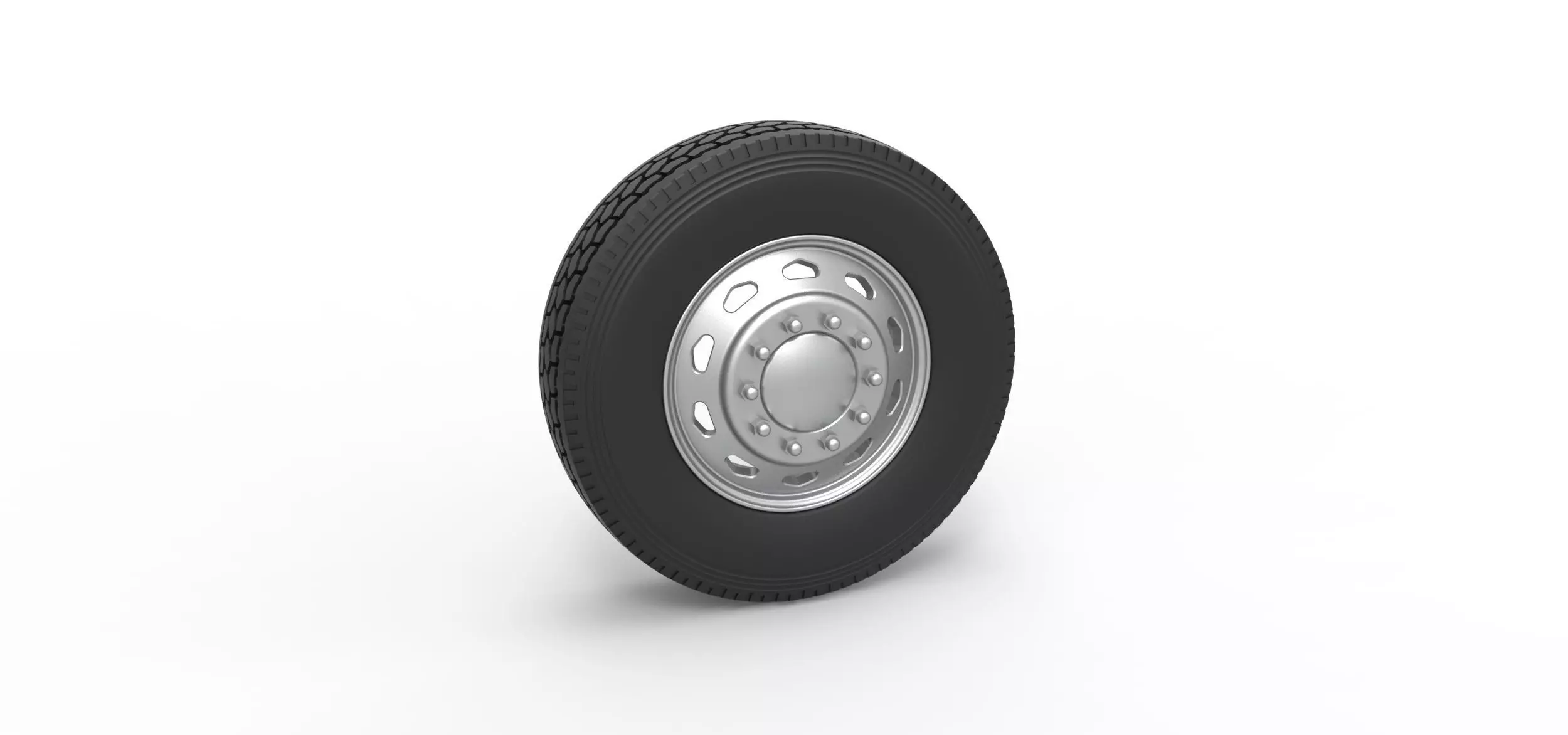 10 Triangular Hole Front wheel of semi truck V2 Scale 1 to 25 3D print model_0