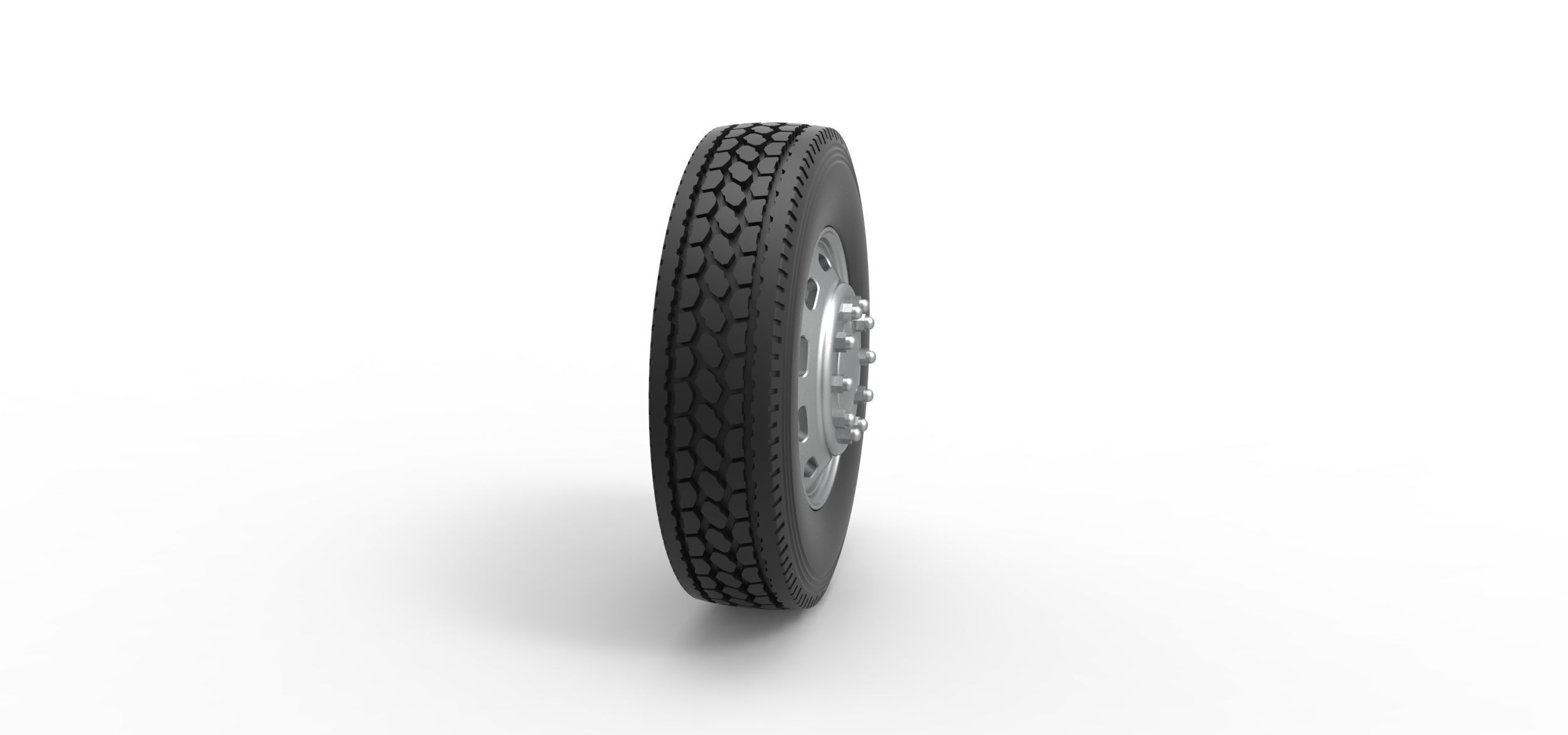 10 Triangular Hole Front wheel of semi truck V2 Scale 1 to 25 3D print model_2