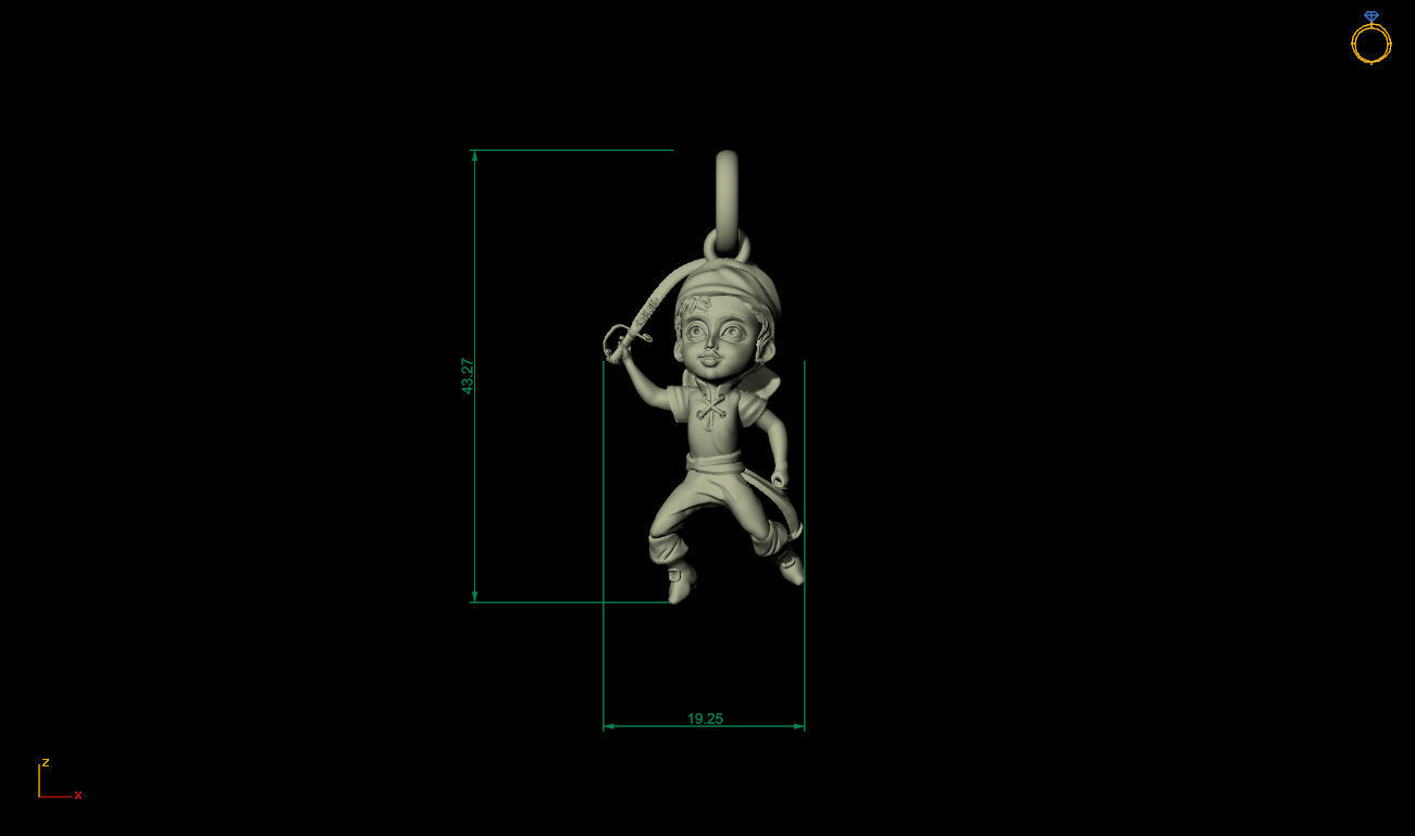 Pirate pendant 3D print model_5
