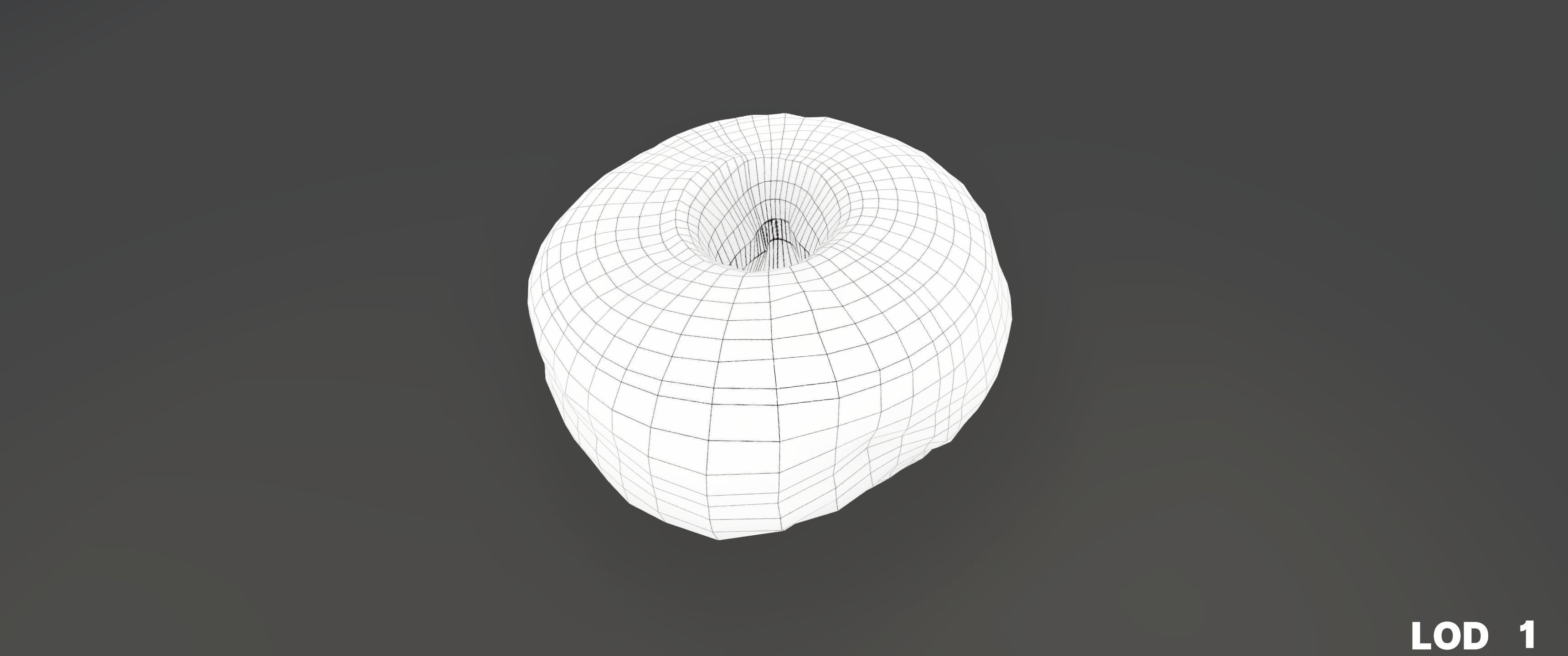 8k Another Classic Glazed Doughnut - 5 Levels of Detail Low-poly 3D model_35