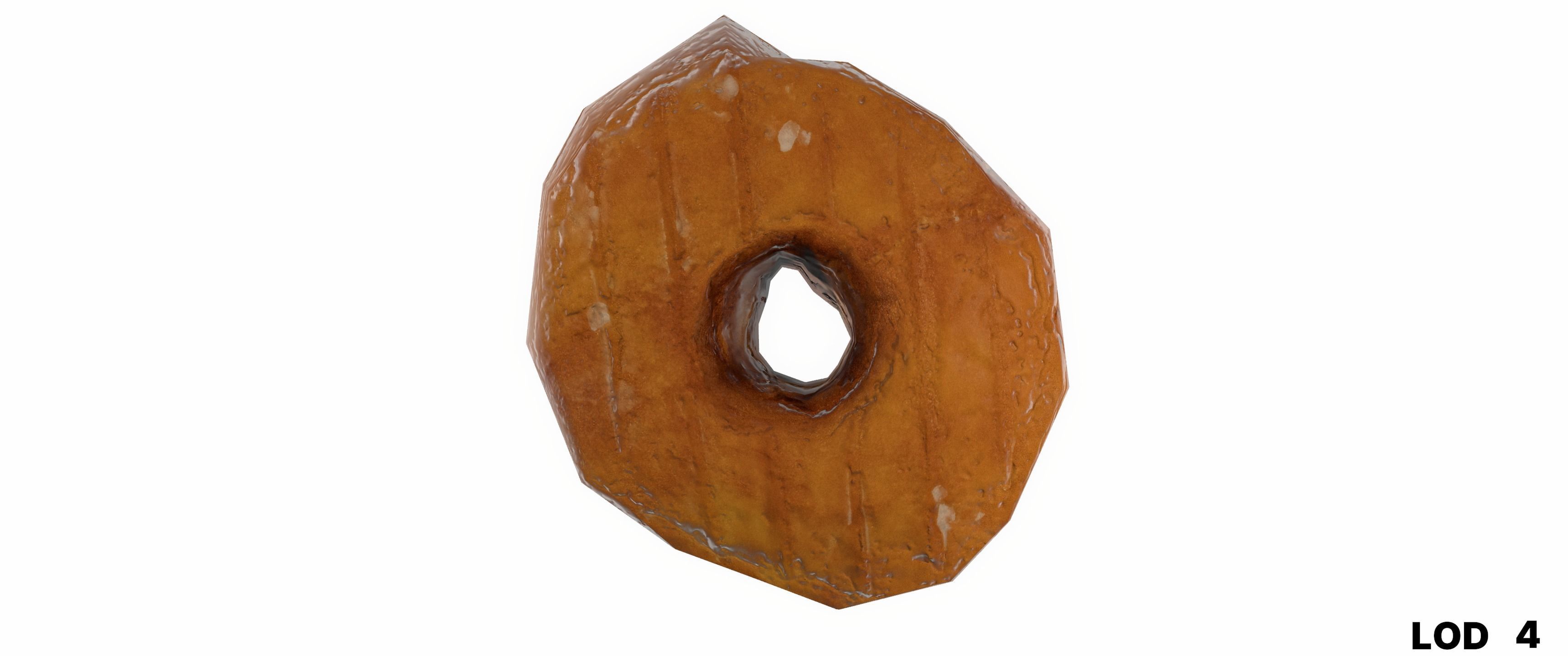 8k Another Classic Glazed Doughnut - 5 Levels of Detail Low-poly 3D model_58