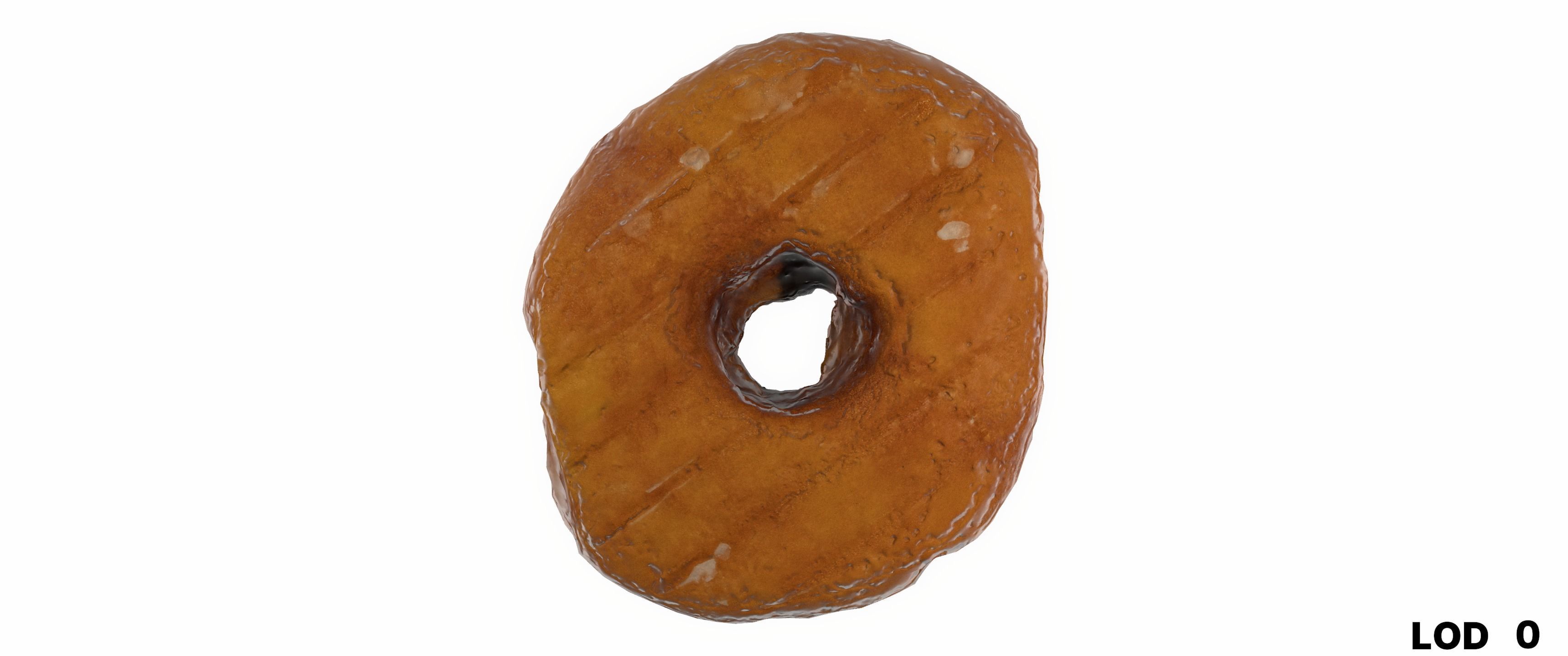 8k Another Classic Glazed Doughnut - 5 Levels of Detail Low-poly 3D model_22