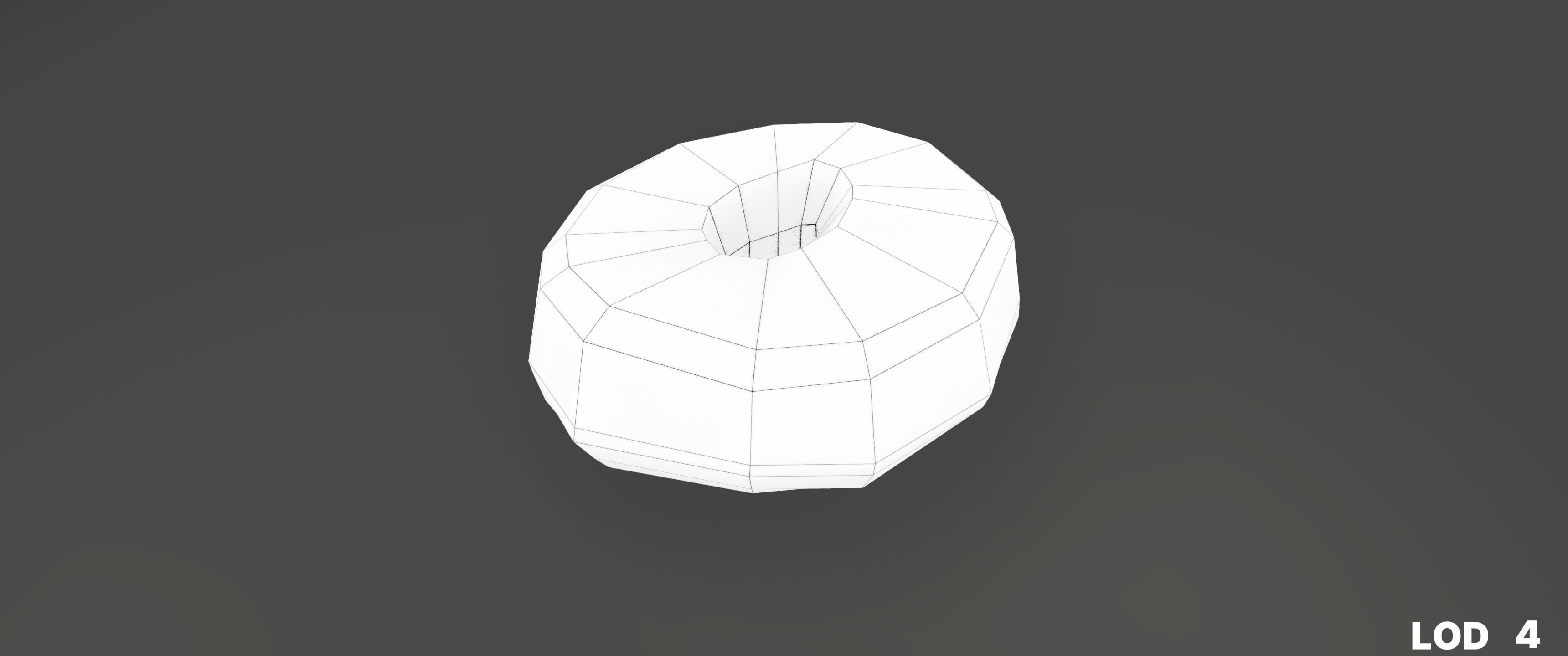 8k Another Classic Glazed Doughnut - 5 Levels of Detail Low-poly 3D model_62