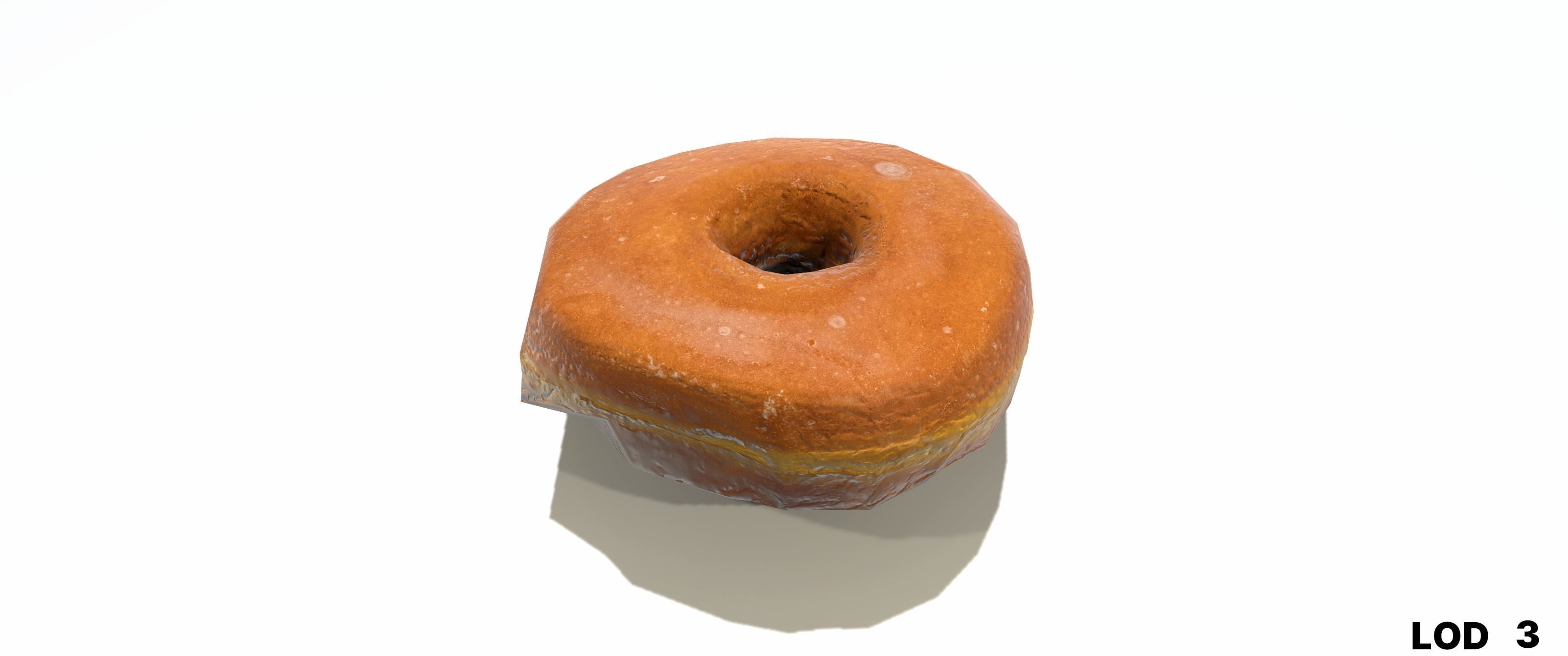 8k Another Classic Glazed Doughnut - 5 Levels of Detail Low-poly 3D model_47