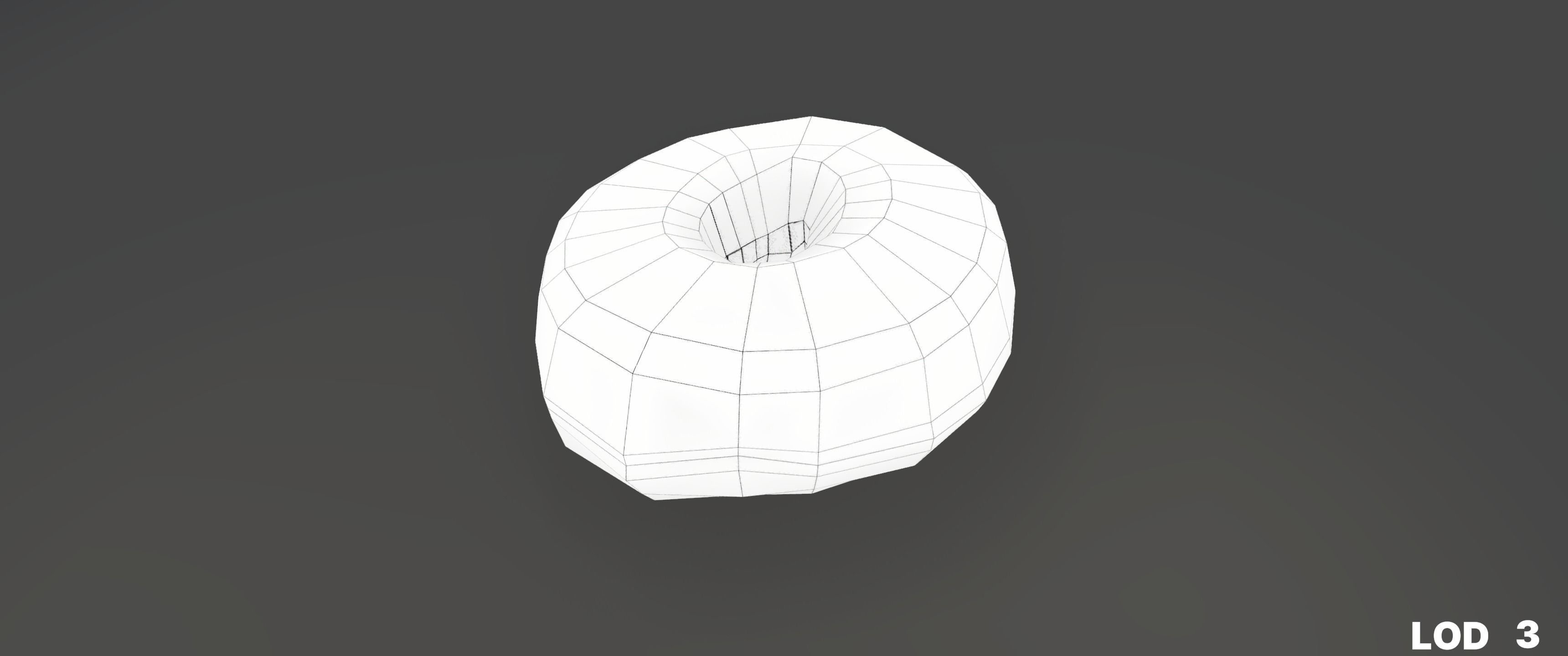 8k Another Classic Glazed Doughnut - 5 Levels of Detail Low-poly 3D model_53