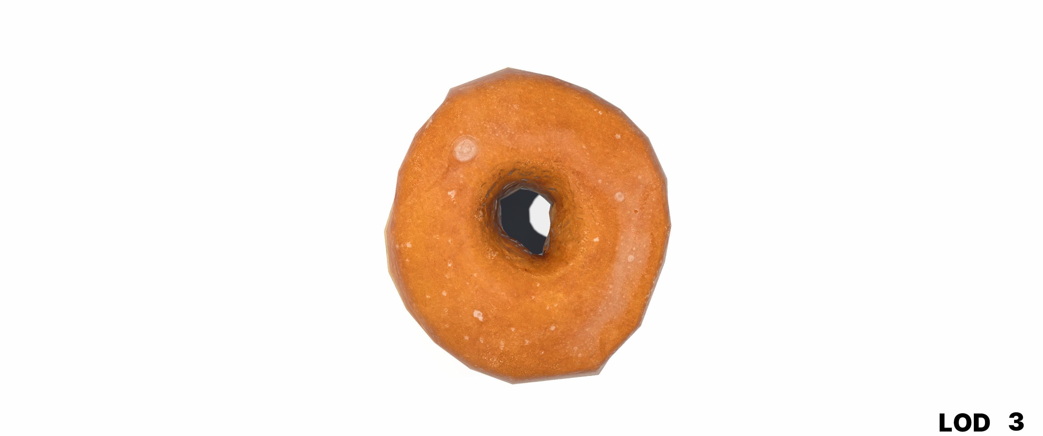 8k Another Classic Glazed Doughnut - 5 Levels of Detail Low-poly 3D model_48