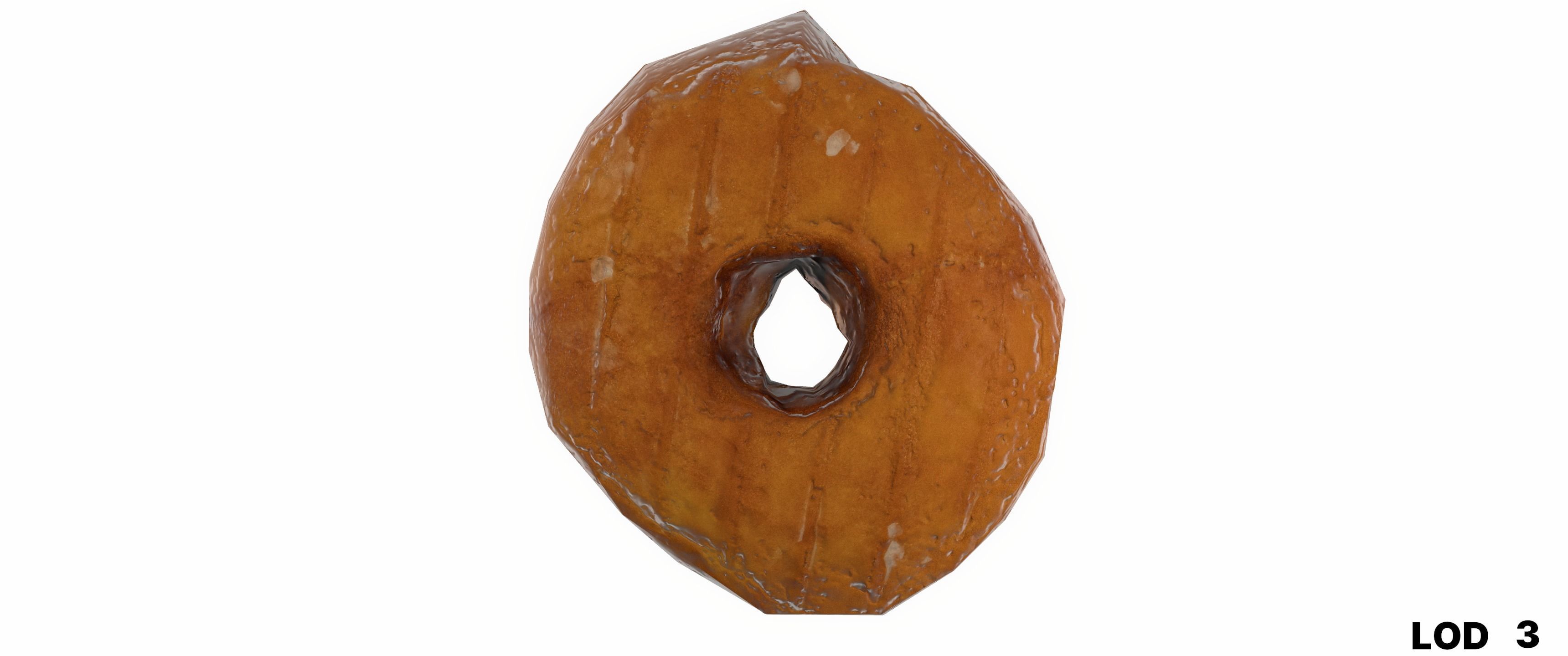 8k Another Classic Glazed Doughnut - 5 Levels of Detail Low-poly 3D model_49