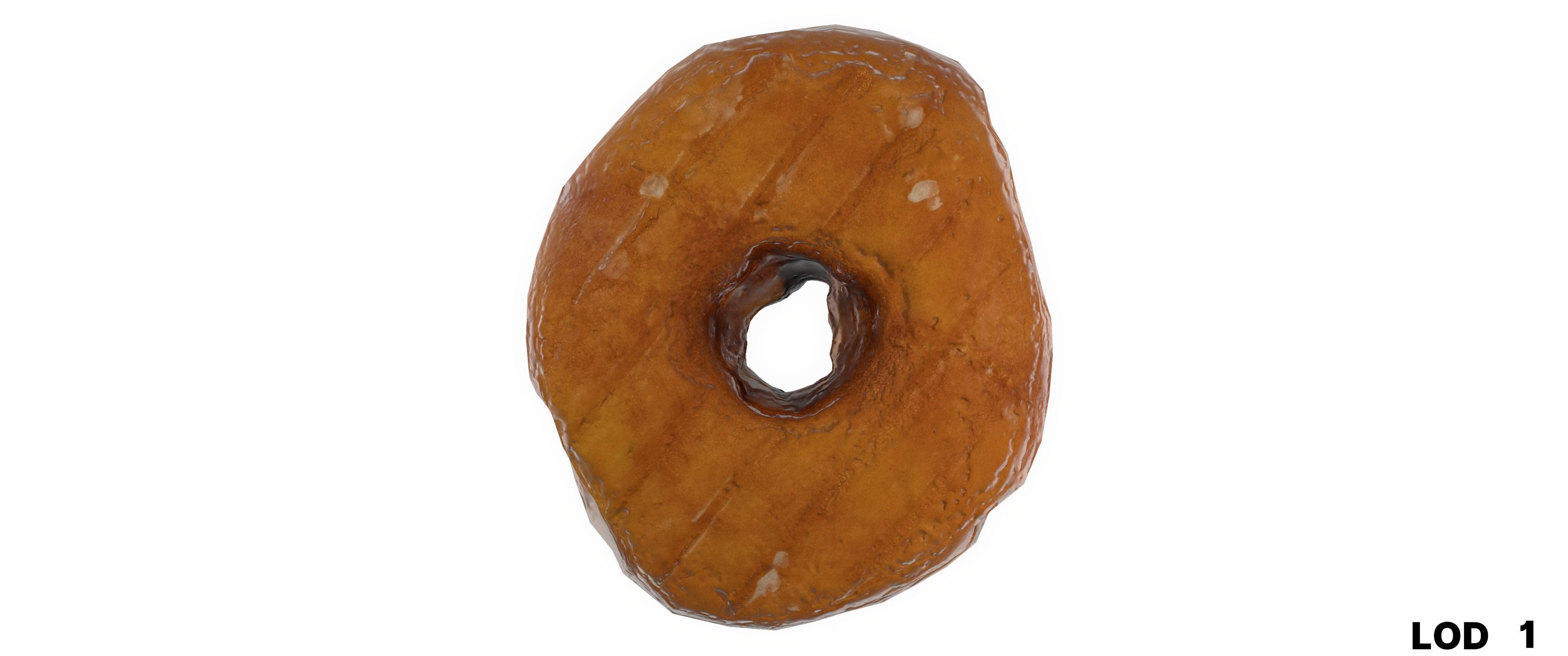 8k Another Classic Glazed Doughnut - 5 Levels of Detail Low-poly 3D model_31