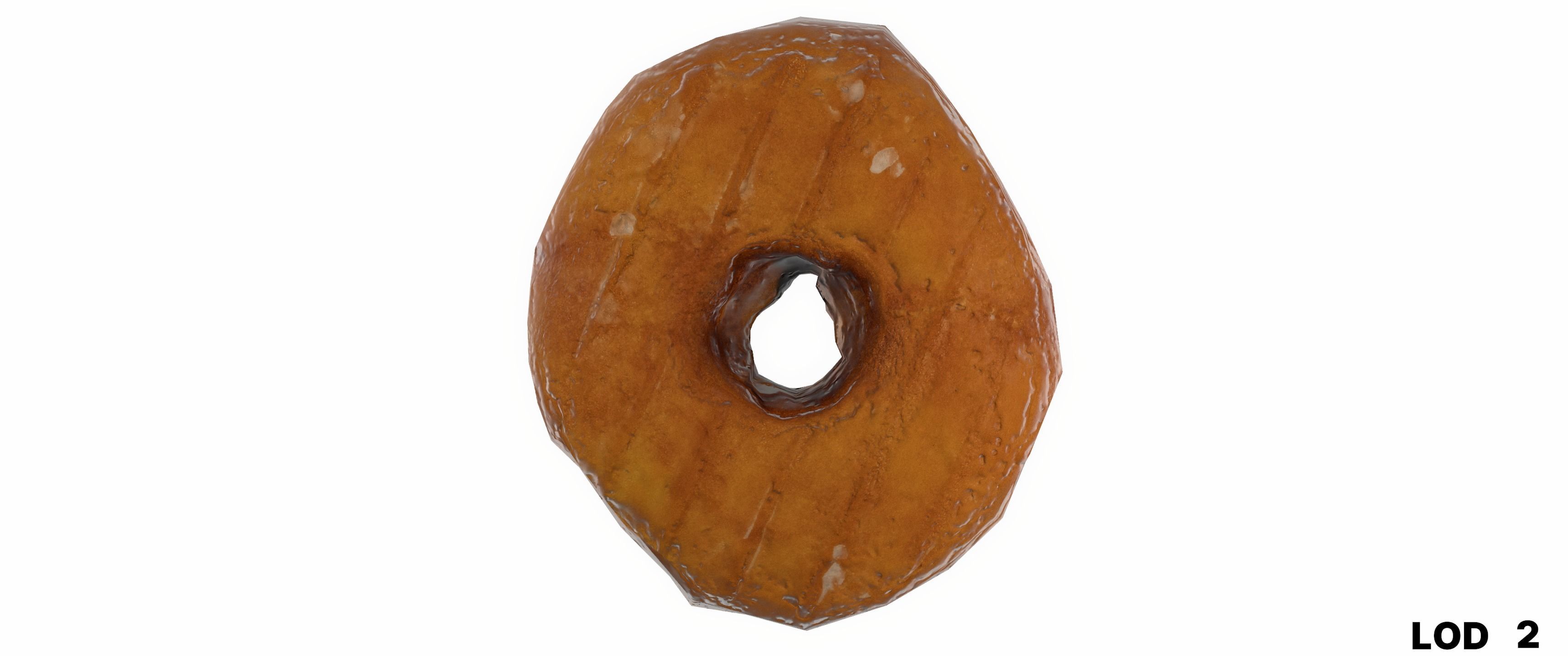 8k Another Classic Glazed Doughnut - 5 Levels of Detail Low-poly 3D model_40