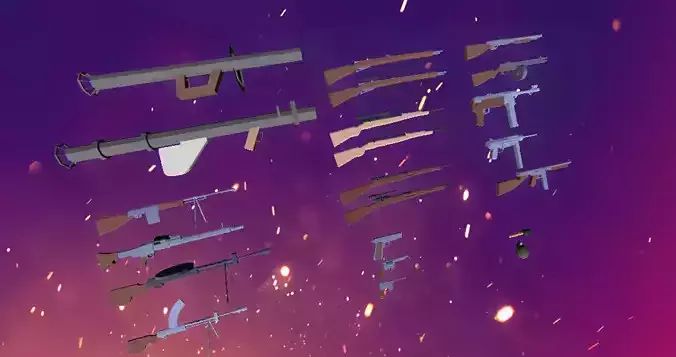Hyper Casual Weapons WW2 - Lowpoly guns