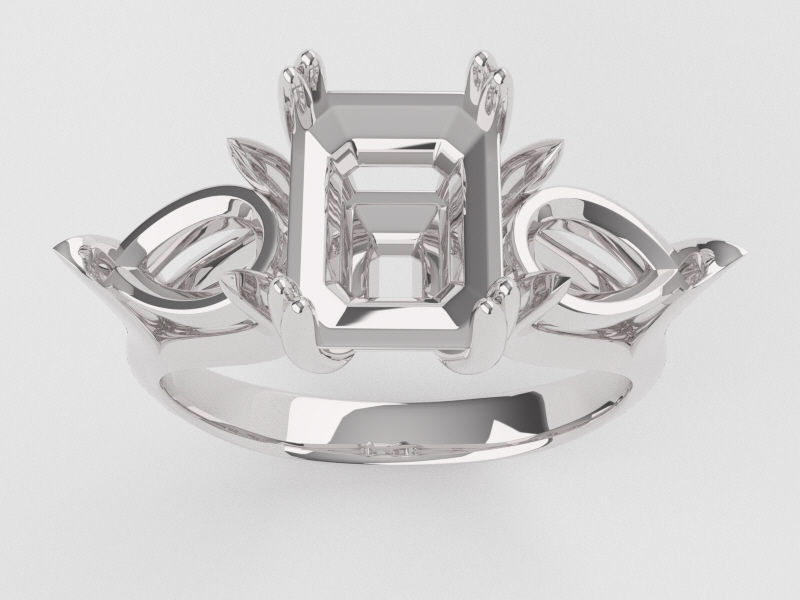 Ring emerald stone R 1 3D print model_4