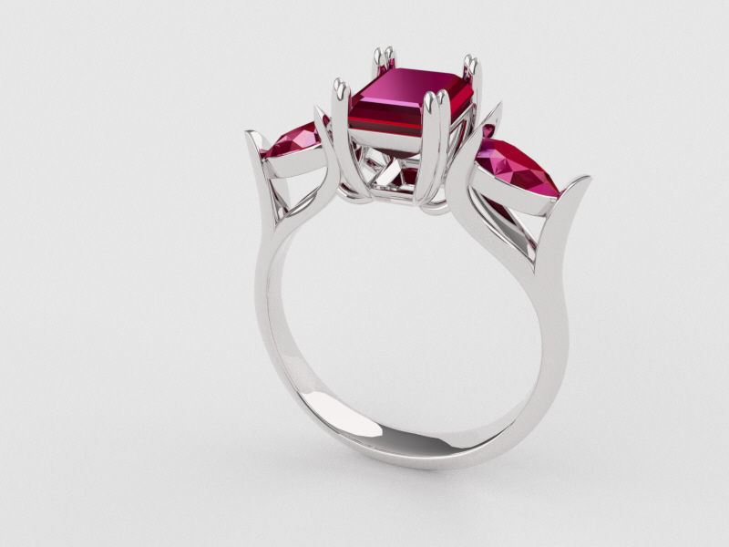 Ring emerald stone R 1 3D print model_2