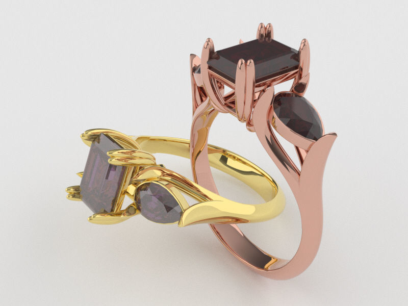 Ring emerald stone R 1 3D print model_3