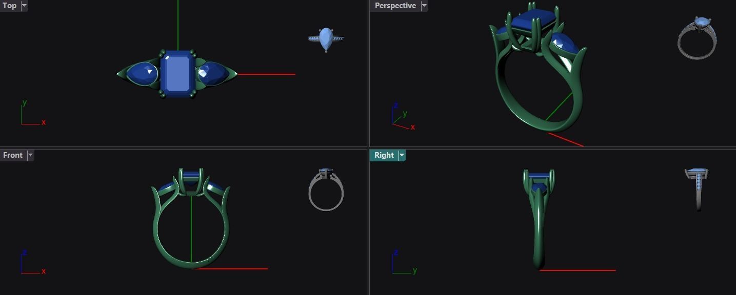 Ring emerald stone R 1 3D print model_5