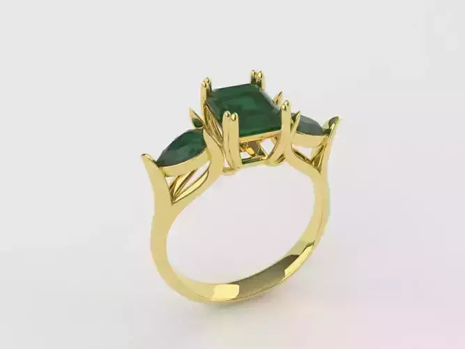 Ring emerald stone R 1 3D print model