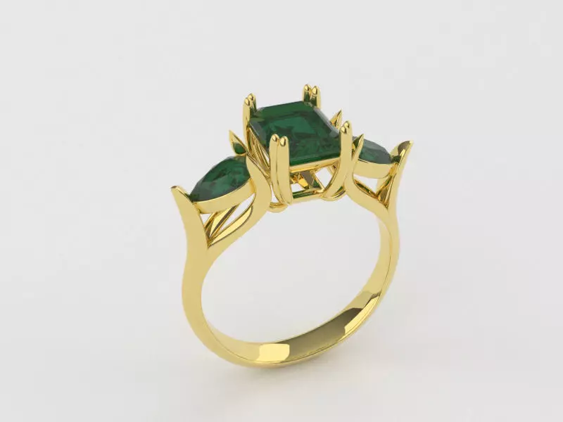 Ring emerald stone R 1 3D print model_0