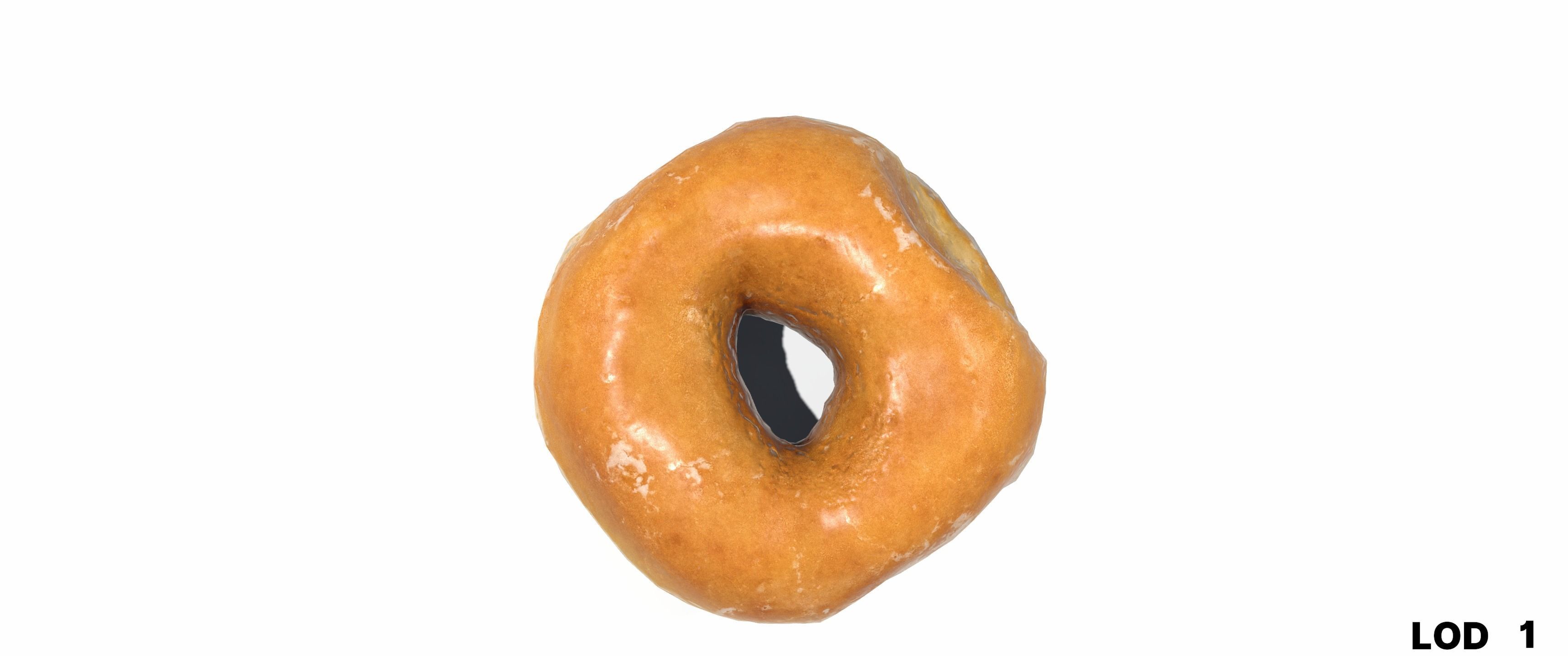 8k Another Glazed Doughnut - 5 Levels of Detail Low-poly 3D model_31