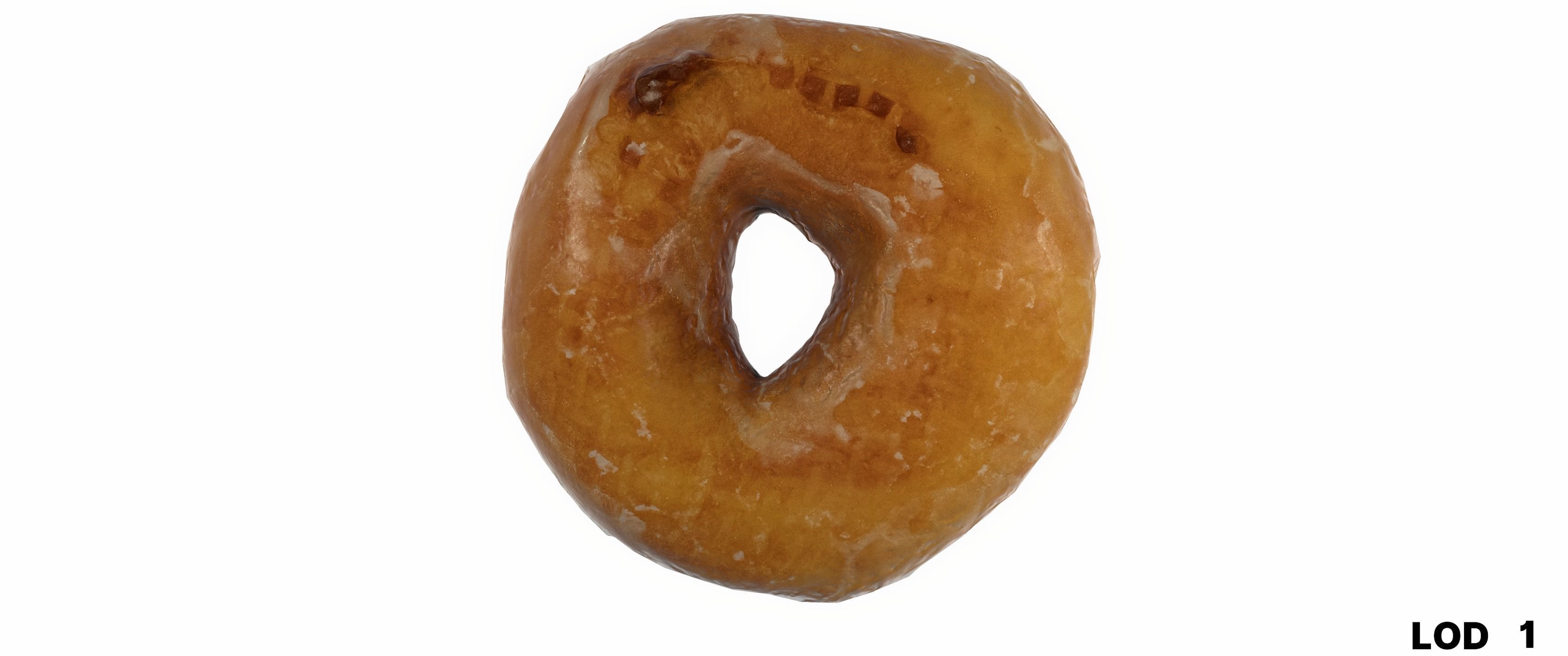 8k Another Glazed Doughnut - 5 Levels of Detail Low-poly 3D model_32