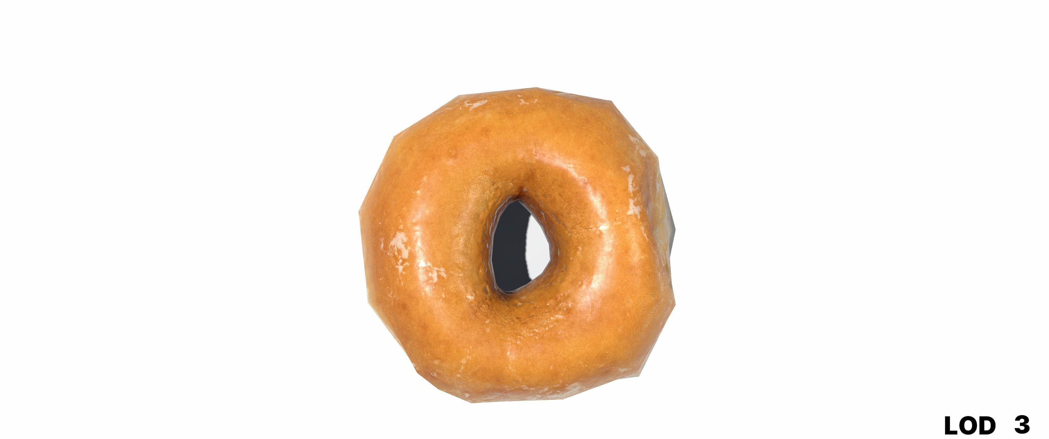 8k Another Glazed Doughnut - 5 Levels of Detail Low-poly 3D model_49