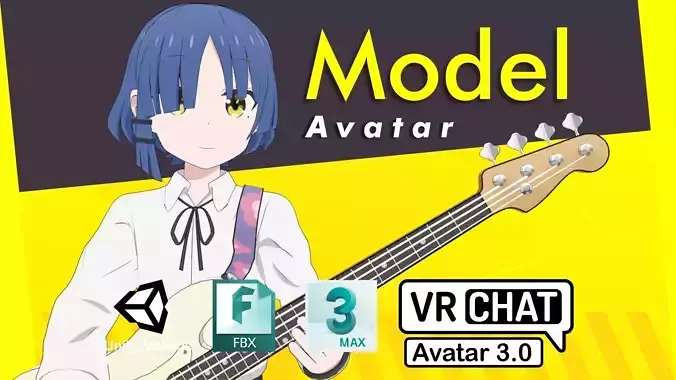 Ryo Yamada Bocchi the Rock VRChat Avatar 3D model
