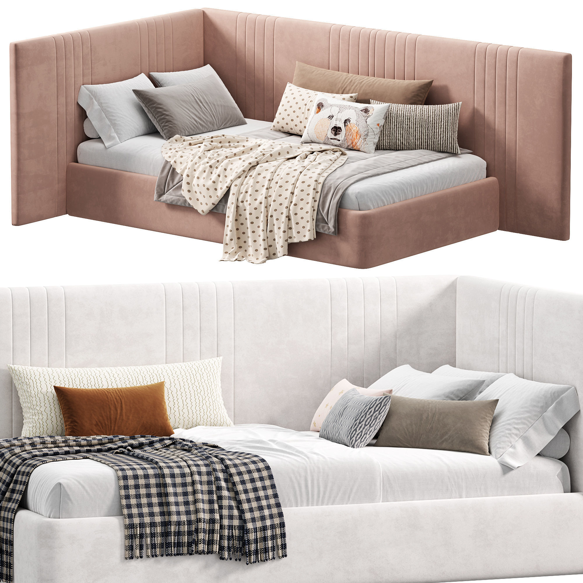 Ottoman Jane PM Pink Bed by velor 3D model_2