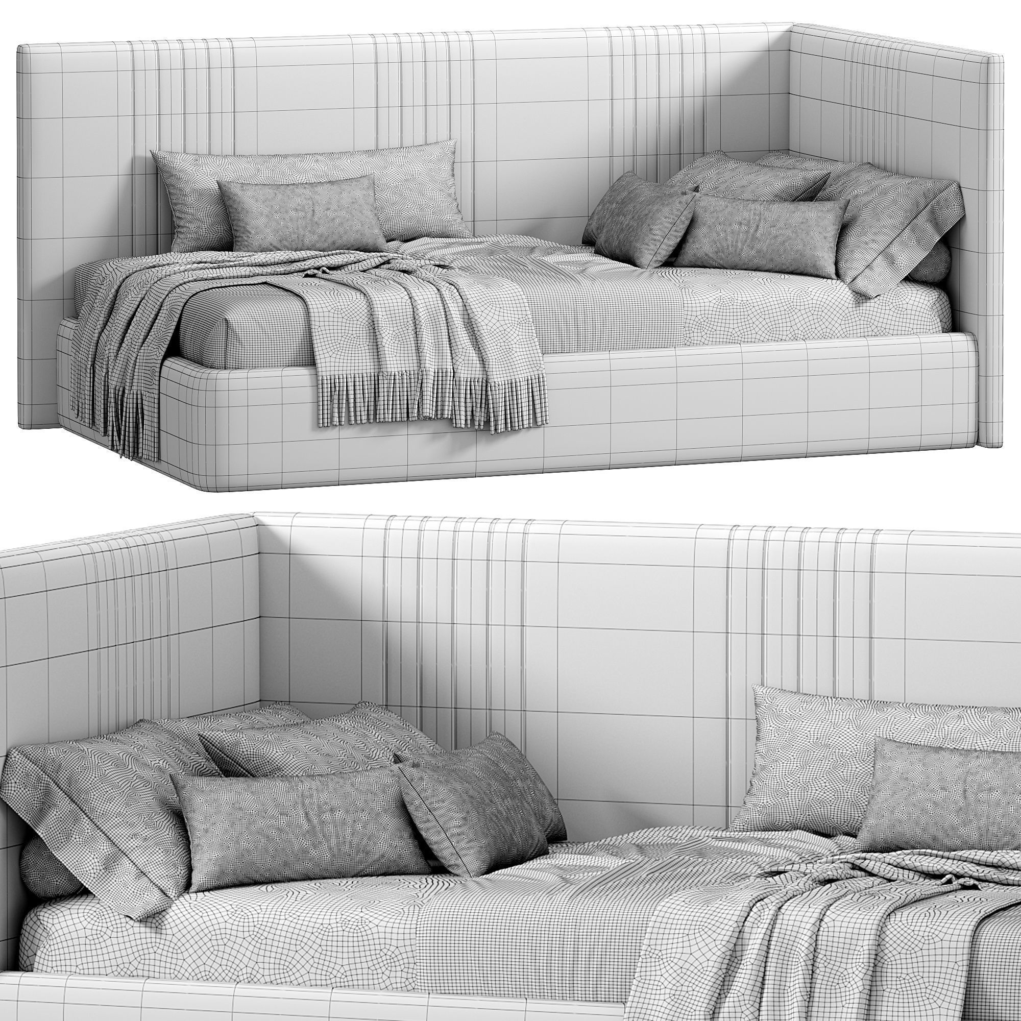 Ottoman Jane PM Pink Bed by velor 3D model_6