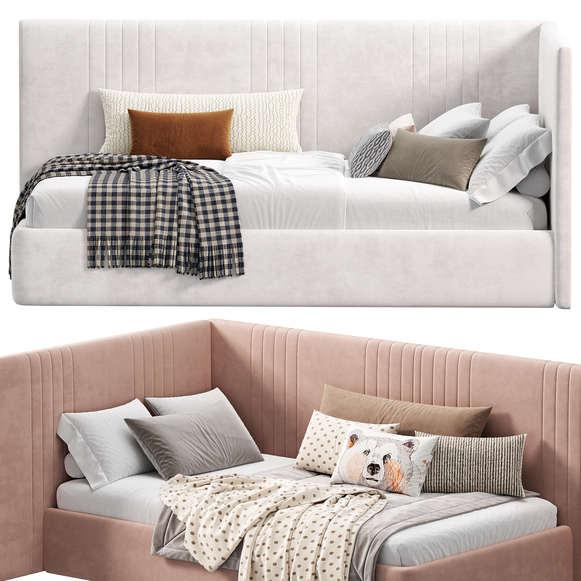 Ottoman Jane PM Pink Bed by velor 3D model_1