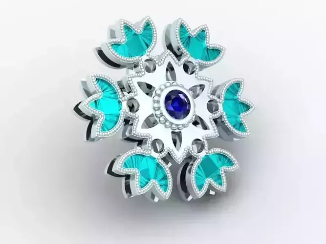 Enamel SnowFlake Double Layered Pendant  3D Model Print