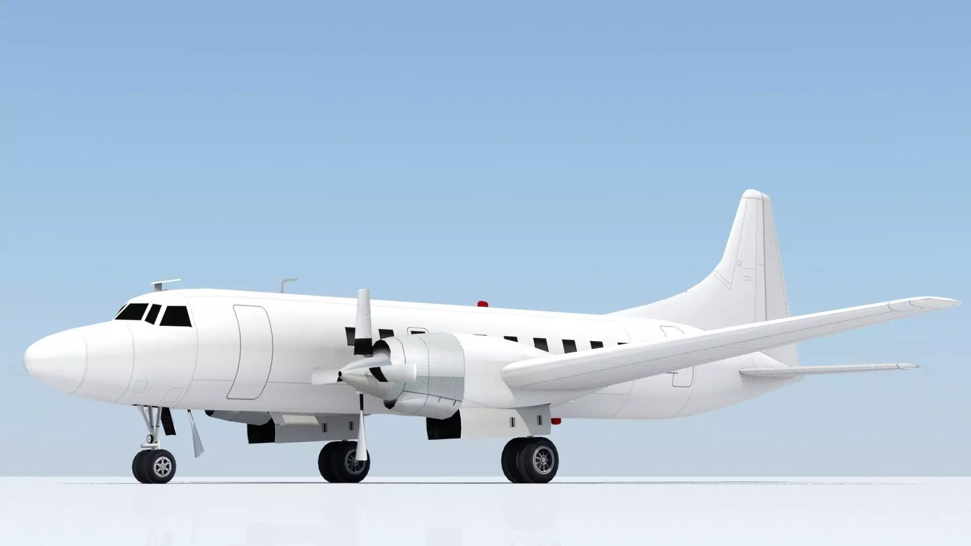 Convair 580 Propliner Low Poly Static Boneyard Model Low-poly 3D model_0