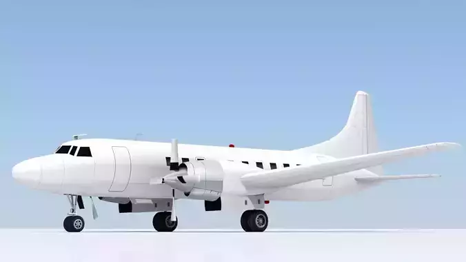 Convair 580 Propliner Low Poly Static Boneyard Model Low-poly 3D model