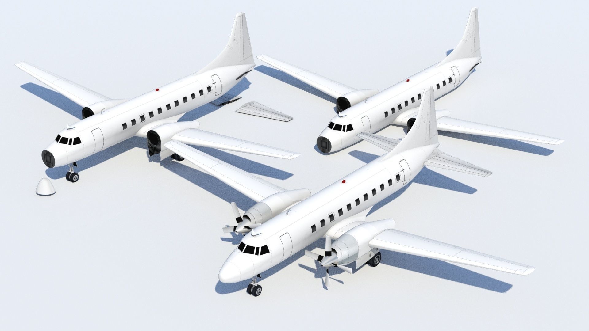 Convair 580 Propliner Low Poly Static Boneyard Model Low-poly 3D model_4