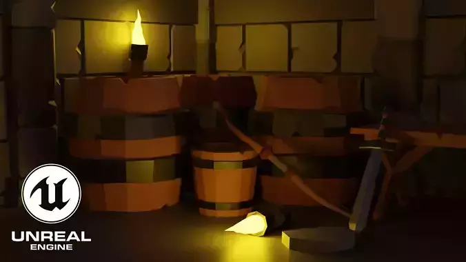 Game Assets - Dungeon low-poly 3d Model game ready Collection Low-poly 3D model