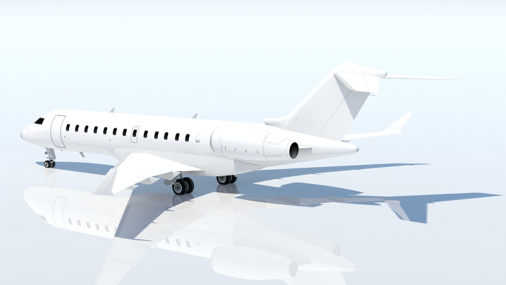 GLOBAL 6000 Static Business jet Low Poly GA Blank Low-poly 3D model_3