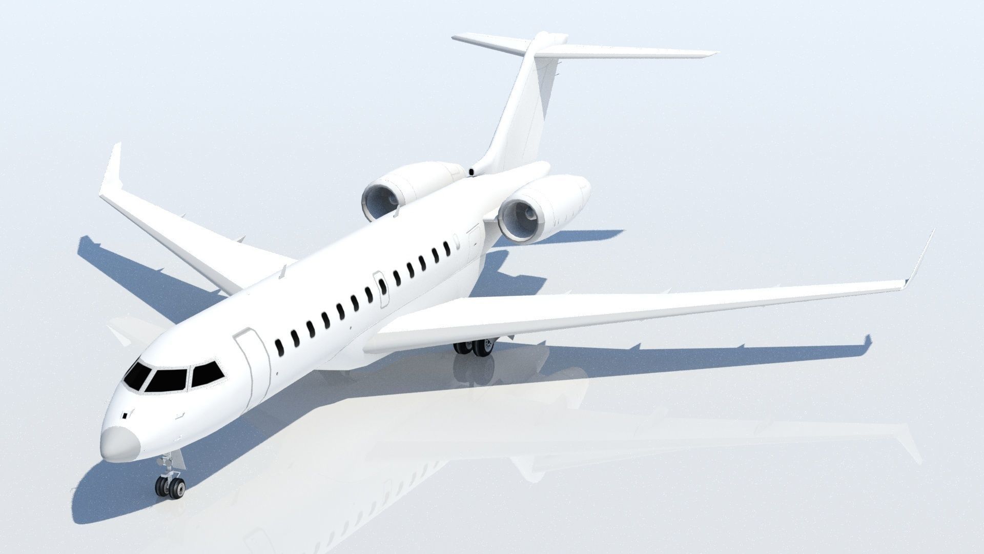 GLOBAL 6000 Static Business jet Low Poly GA Blank Low-poly 3D model_2
