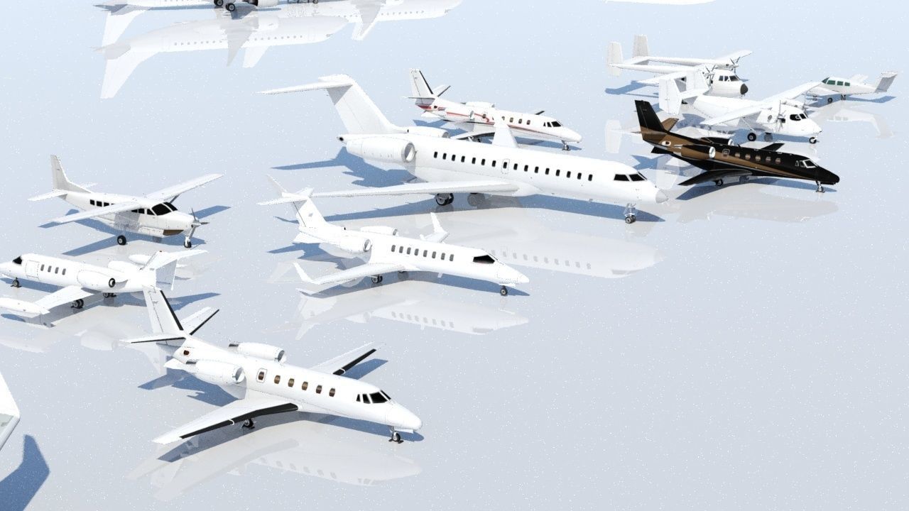 GLOBAL 6000 Static Business jet Low Poly GA Blank Low-poly 3D model_7