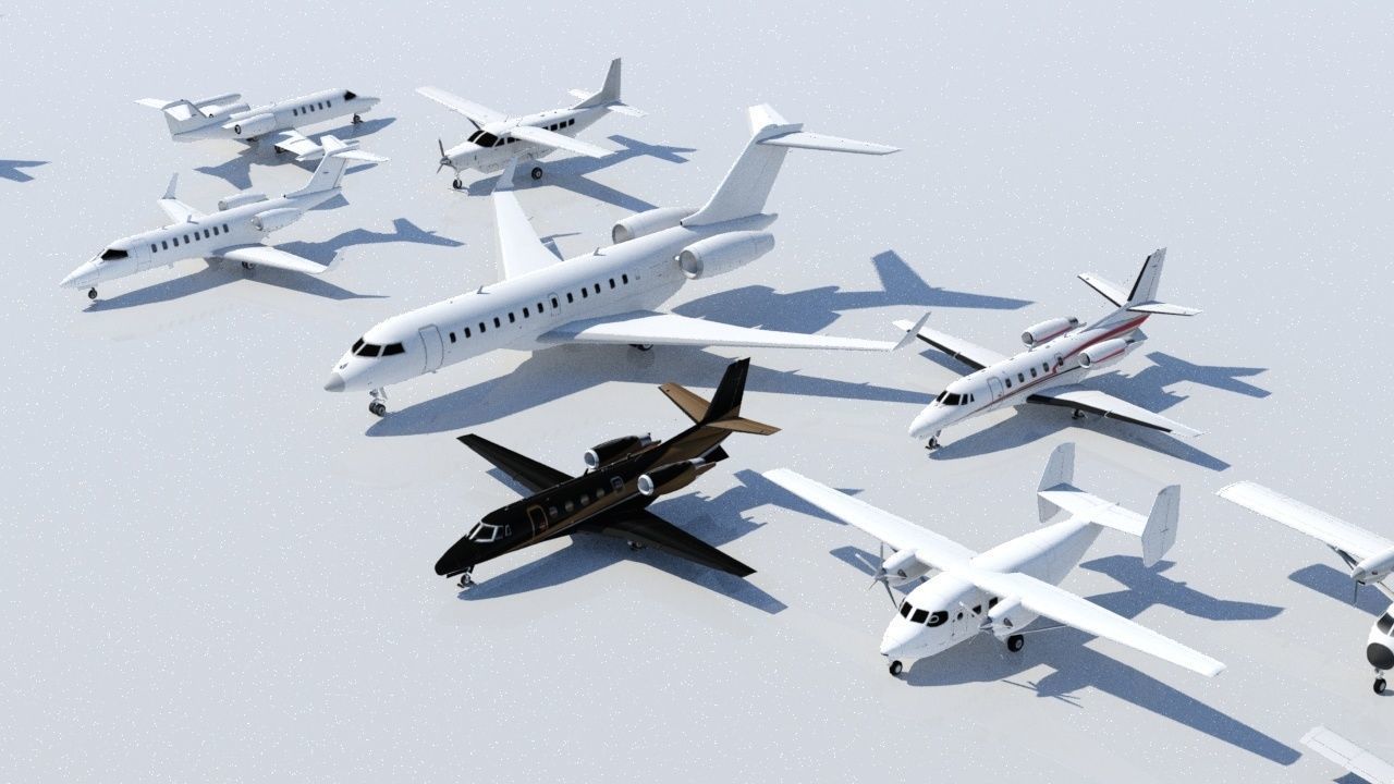 GLOBAL 6000 Static Business jet Low Poly GA Blank Low-poly 3D model_6