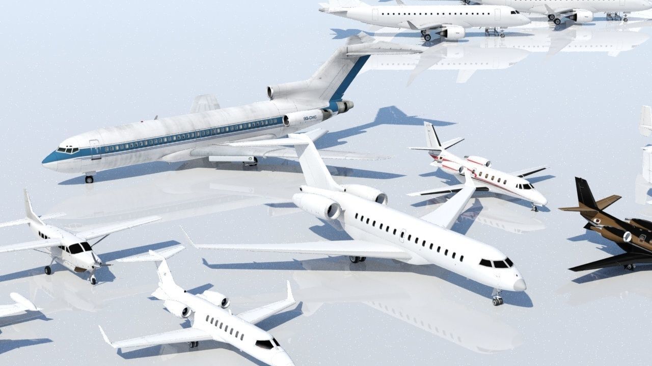 GLOBAL 6000 Static Business jet Low Poly GA Blank Low-poly 3D model_8