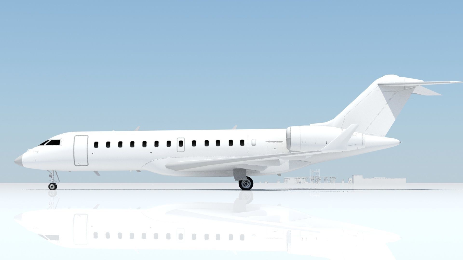 GLOBAL 6000 Static Business jet Low Poly GA Blank Low-poly 3D model_1