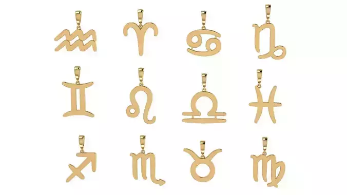 Zodiac Astrological Symbol 15 mm Pendant Collection