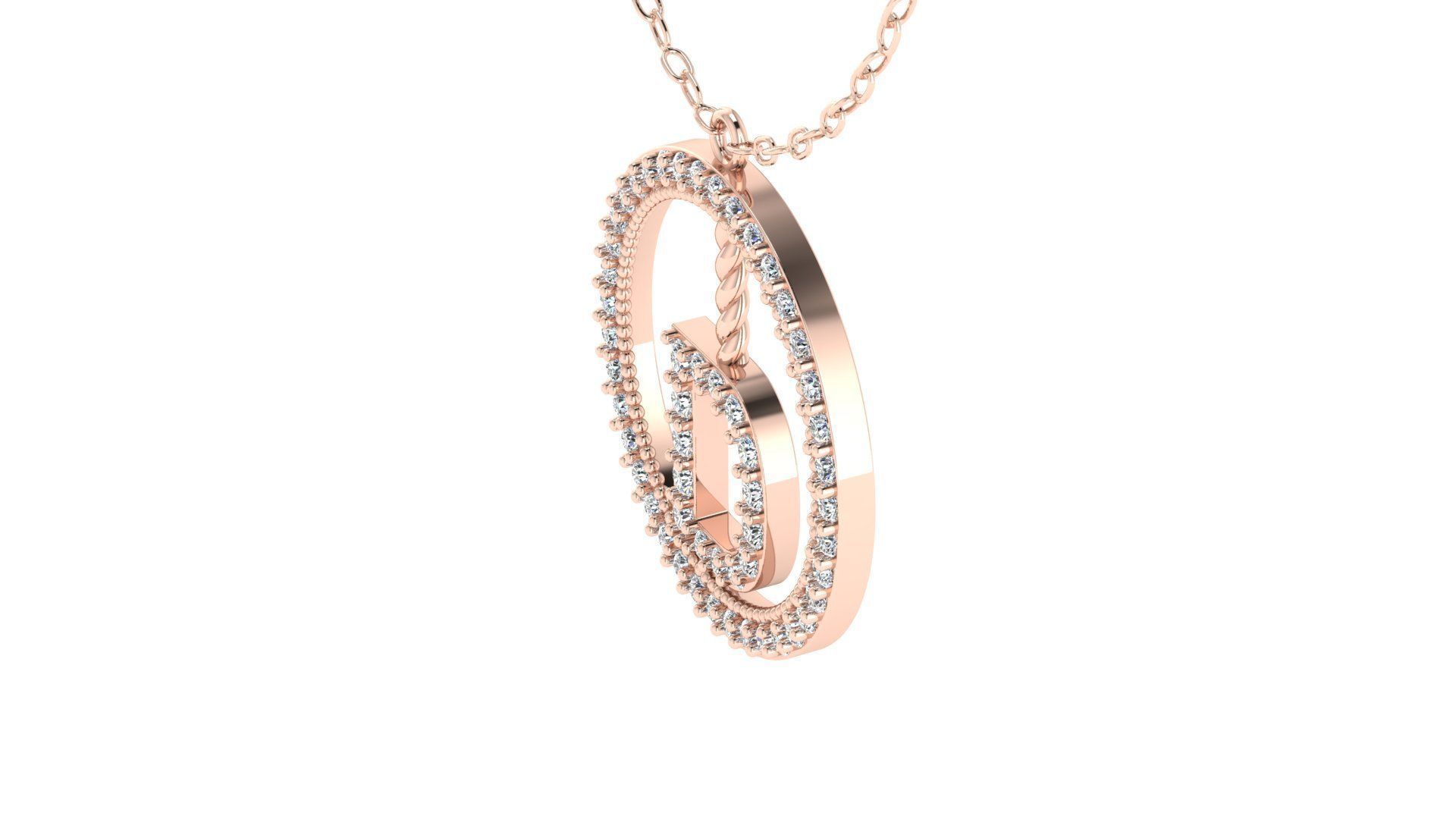 Alphabet Round Pendant with Diamond D 3D print model_9