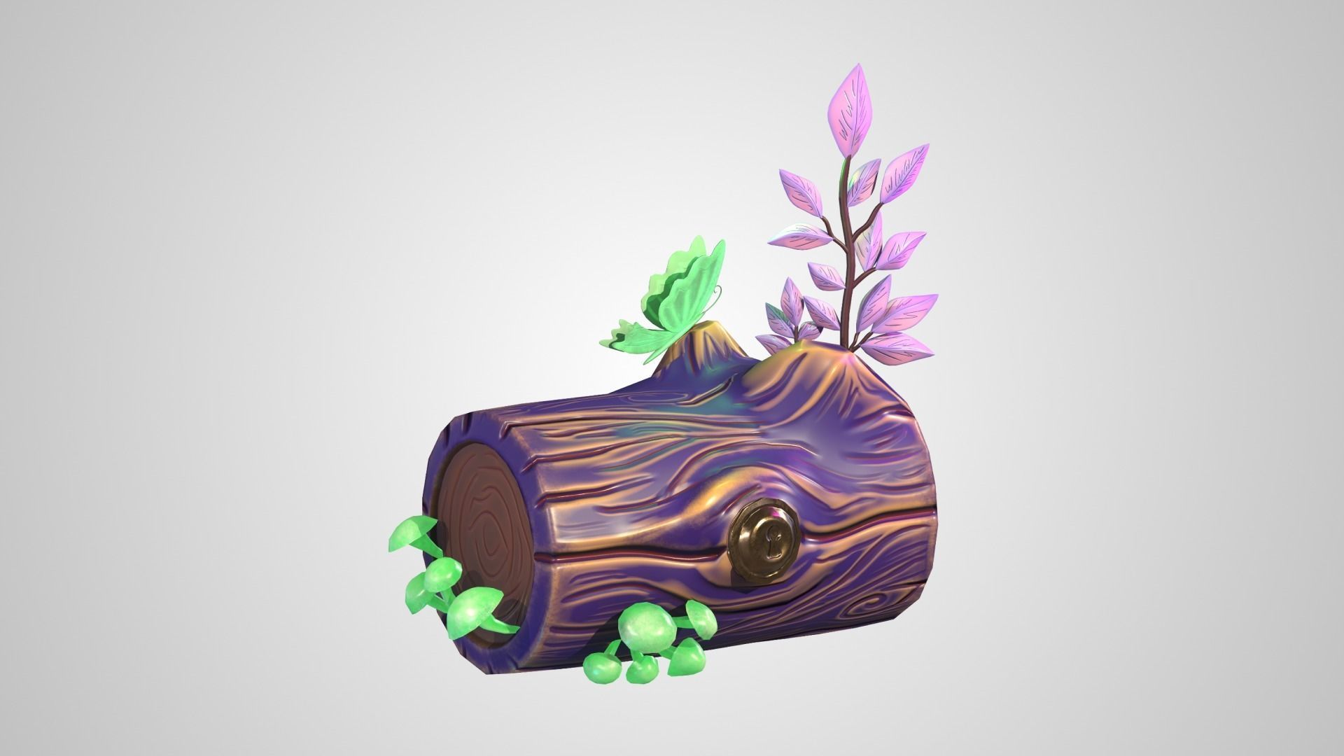 Fantasy wooden chest Low-poly 3D model_3