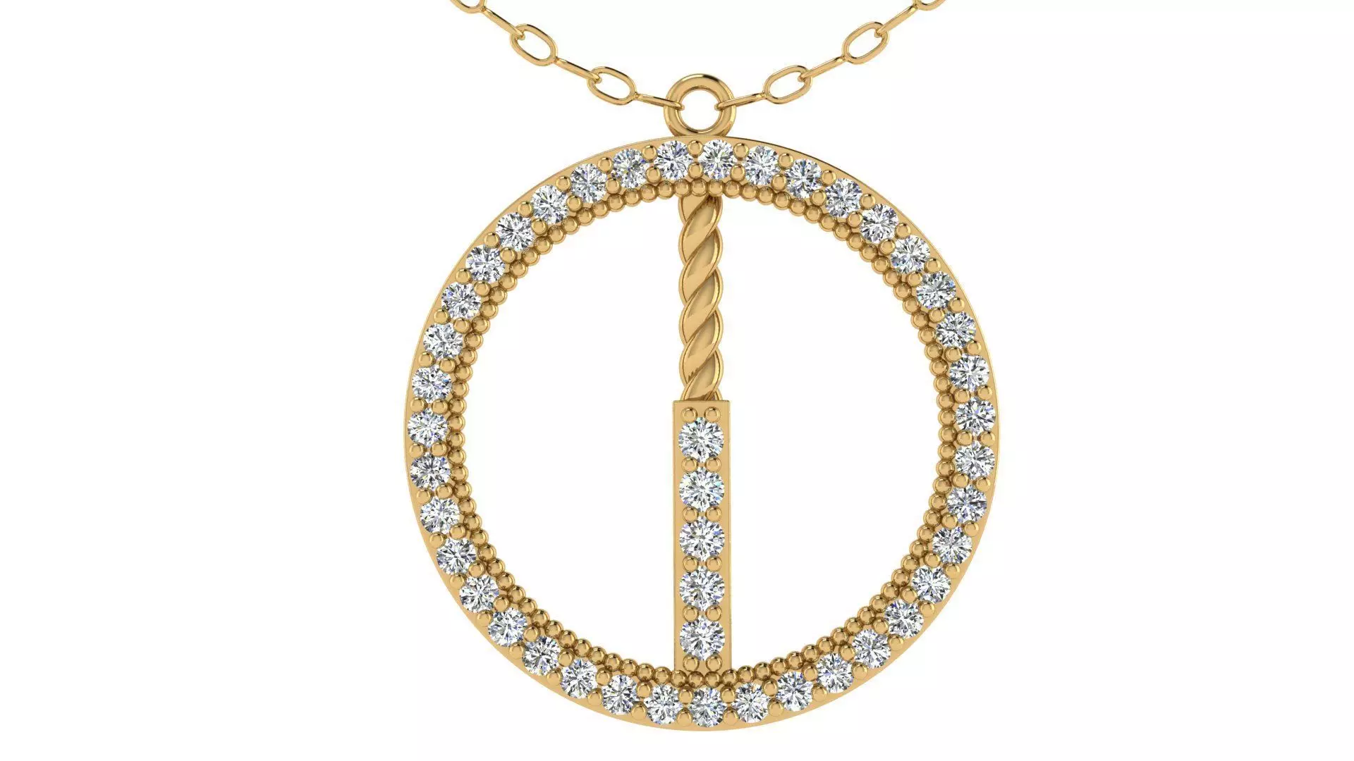 Alphabet Round Pendant with Diamond I 3D print model_0