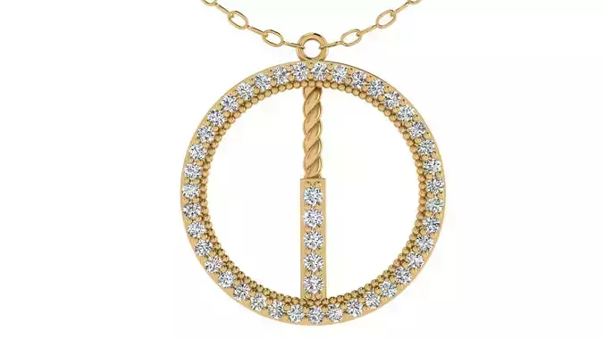 Alphabet Round Pendant with Diamond I 3D print model
