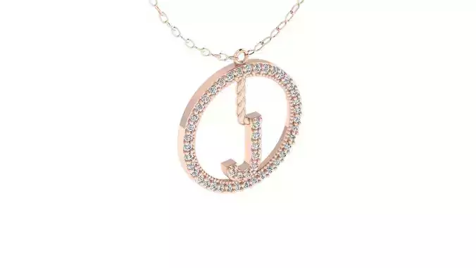 Alphabet Round Pendant with Diamond J 3D print model