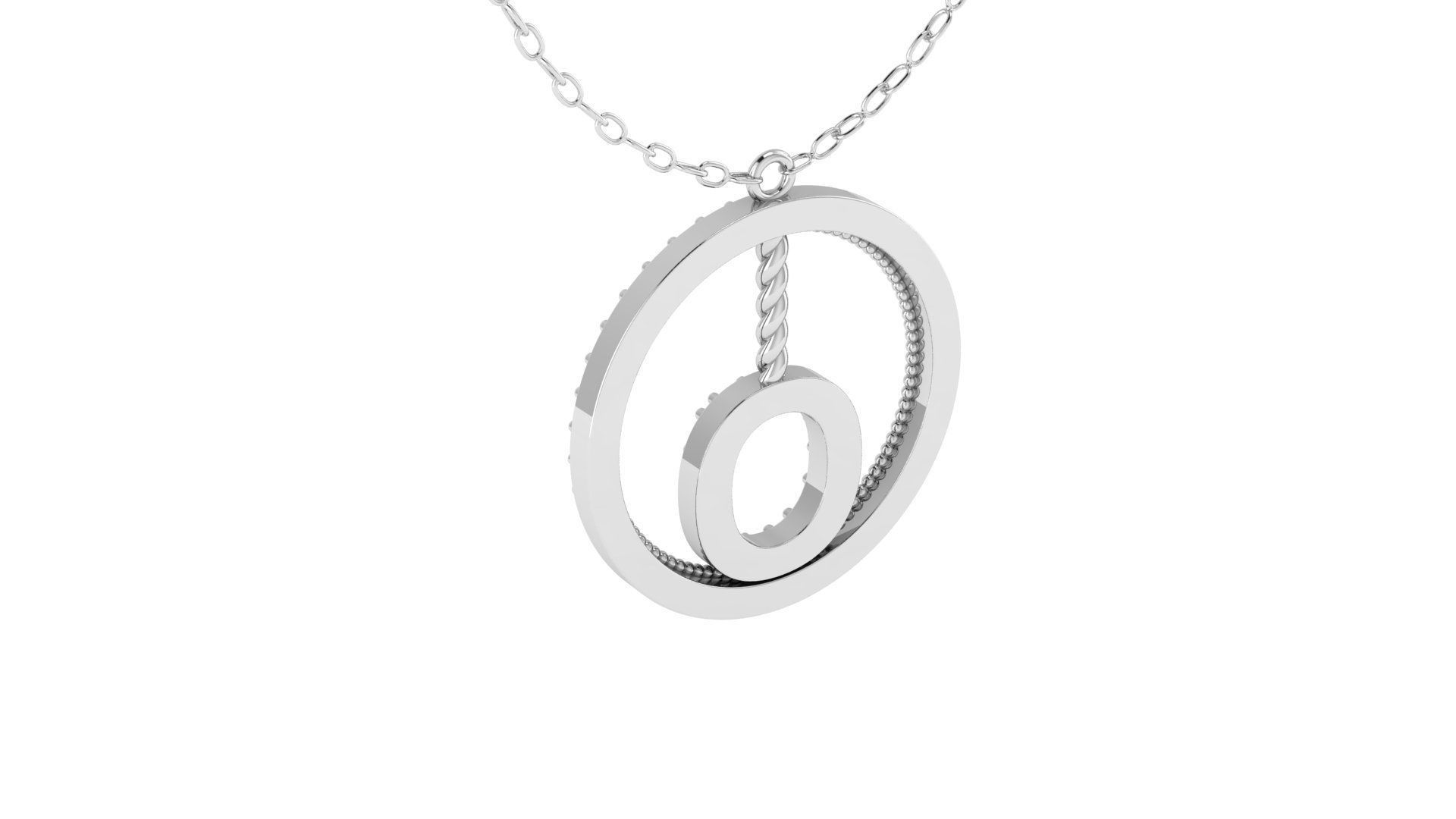 Alphabet Round Pendant with Diamond O 3D print model_15