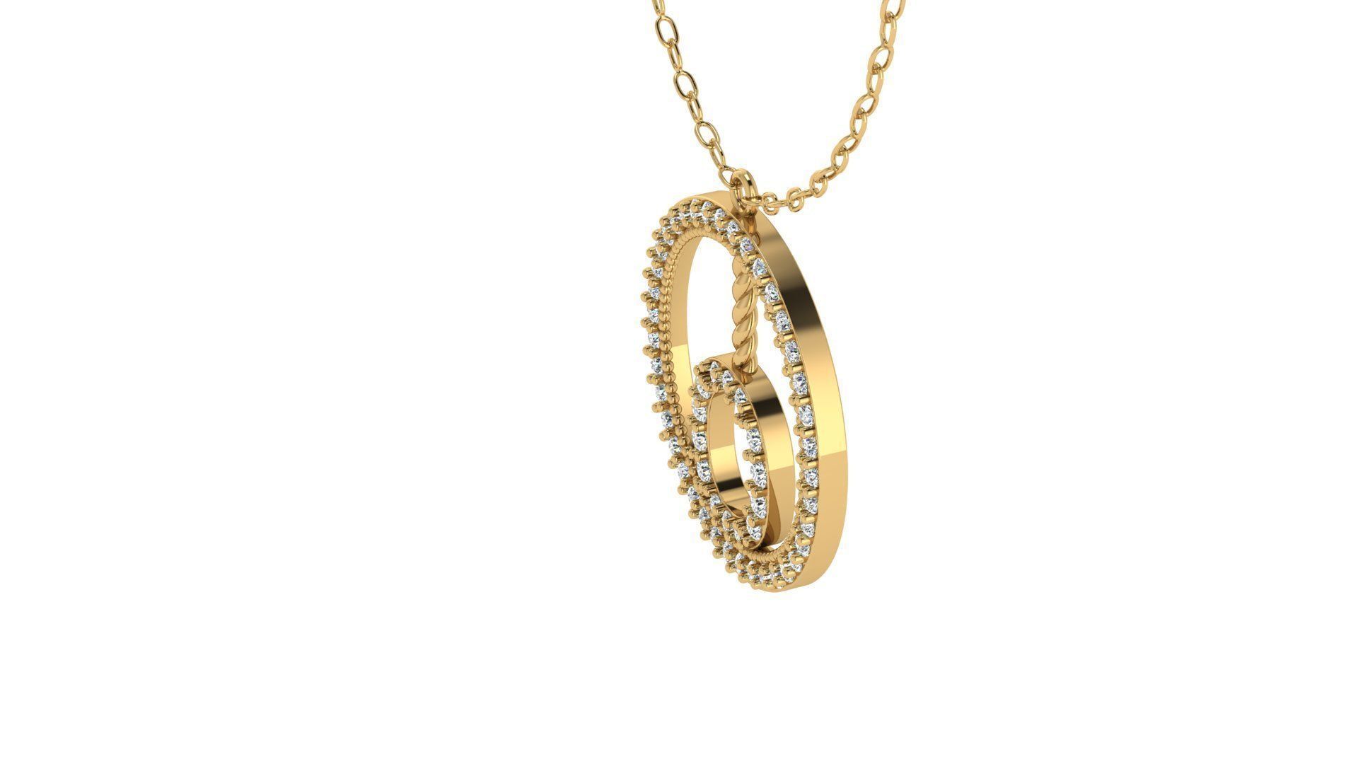 Alphabet Round Pendant with Diamond O 3D print model_17